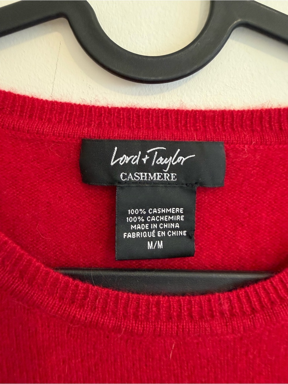 LORD & TAYLOR- 100% cashmere red pullover , size medium - Picture 3 of 5